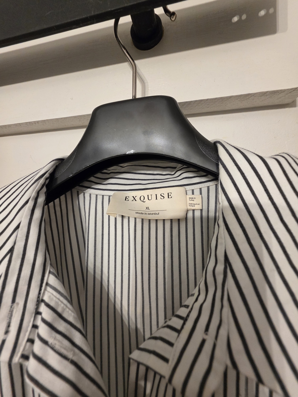 Exquise (Anthropologie) "Tobie" Shirtdress - Black/White Stripe (XL) - Picture 4 of 6